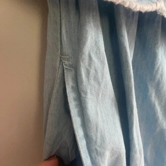 Jessica Simpson Chambray Embroidered Sleeveless Jumpsuit - Picture 3 of 9